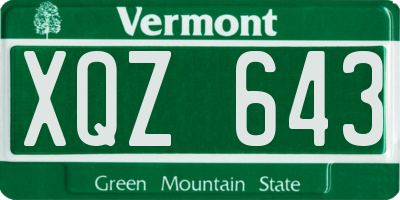 VT license plate XQZ643