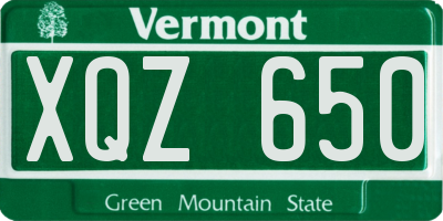 VT license plate XQZ650