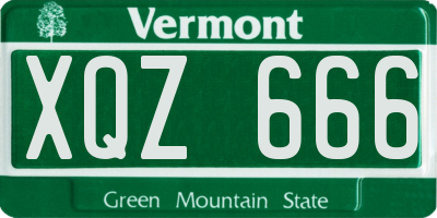 VT license plate XQZ666