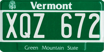 VT license plate XQZ672