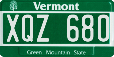 VT license plate XQZ680