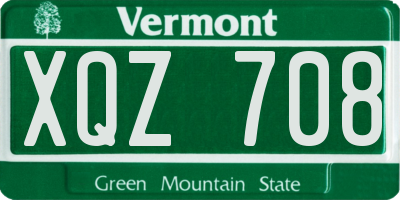 VT license plate XQZ708