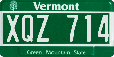 VT license plate XQZ714