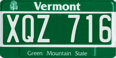 VT license plate XQZ716