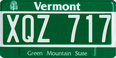 VT license plate XQZ717