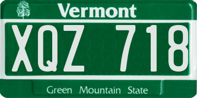 VT license plate XQZ718