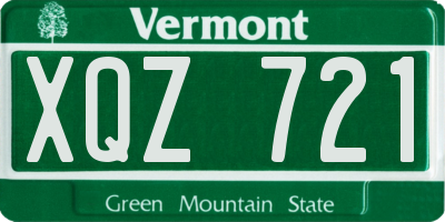 VT license plate XQZ721