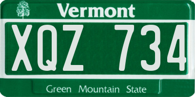 VT license plate XQZ734