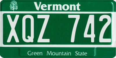 VT license plate XQZ742