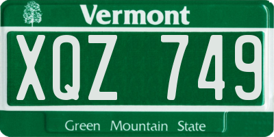 VT license plate XQZ749