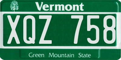 VT license plate XQZ758