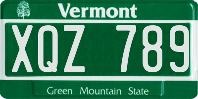 VT license plate XQZ789