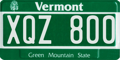 VT license plate XQZ800