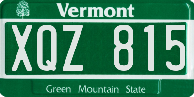 VT license plate XQZ815