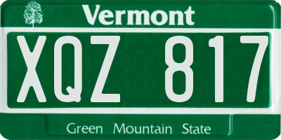 VT license plate XQZ817