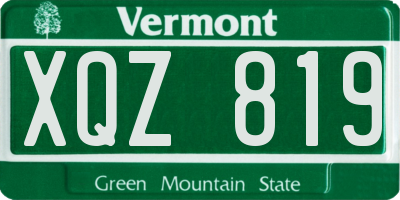 VT license plate XQZ819