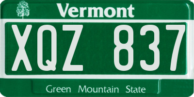 VT license plate XQZ837