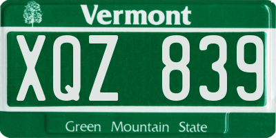 VT license plate XQZ839