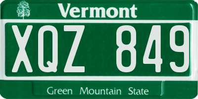 VT license plate XQZ849