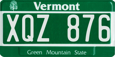 VT license plate XQZ876