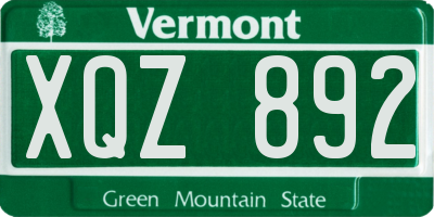 VT license plate XQZ892