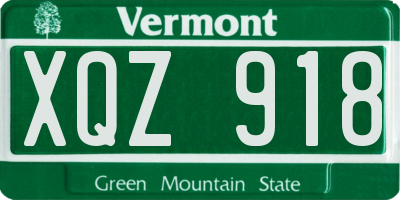 VT license plate XQZ918