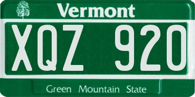 VT license plate XQZ920