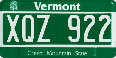 VT license plate XQZ922
