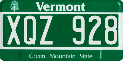 VT license plate XQZ928