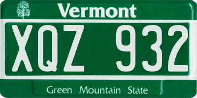 VT license plate XQZ932