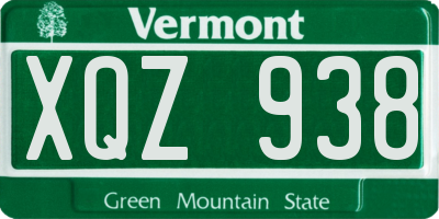 VT license plate XQZ938