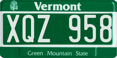 VT license plate XQZ958