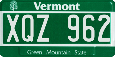VT license plate XQZ962