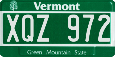 VT license plate XQZ972