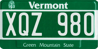 VT license plate XQZ980