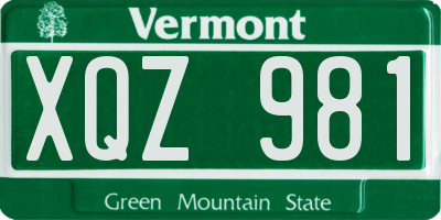 VT license plate XQZ981