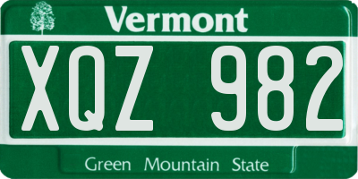 VT license plate XQZ982
