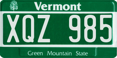 VT license plate XQZ985
