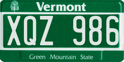 VT license plate XQZ986