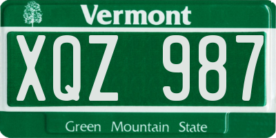 VT license plate XQZ987