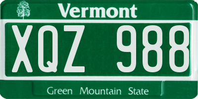 VT license plate XQZ988