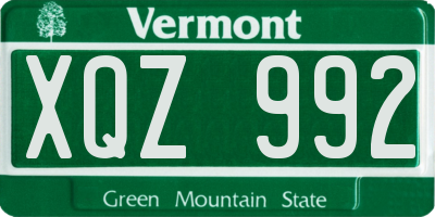VT license plate XQZ992