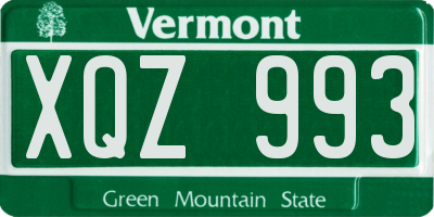 VT license plate XQZ993