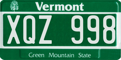 VT license plate XQZ998