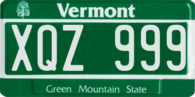 VT license plate XQZ999