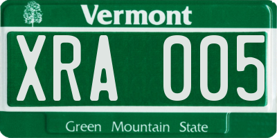 VT license plate XRA005