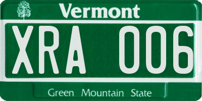 VT license plate XRA006