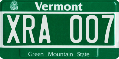 VT license plate XRA007