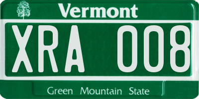VT license plate XRA008