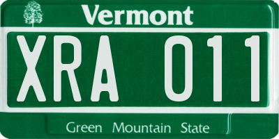 VT license plate XRA011